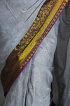 Black Mul Cotton Saree with Golden Border