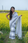 White Based Multicolor Mul Cotton Saree