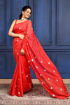 Red Love Embroidery Mul Cotton Saree