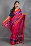 Rani Cotton Saree with Red & Gold Thread Work Border and Tassel Pallu