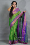 Elegant Green Handloom Style Saree with Rich Contrast Pallu