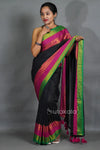 Black Saree with Traditional Jacquard Border & Tassels