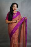 Rust Orange Cotton Saree with Purple Border