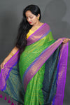 Elegant Green Handloom Style Saree with Rich Contrast Pallu