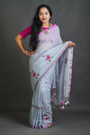 Mul Cotton Saree with Thread Work Embroidery
