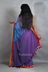 Blue Mul Cotton Saree with Golder Zari Work