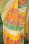 Yellow Based Multicolor Mul Cotton Saree