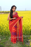 Red Based Multicolor Mul Cotton Saree