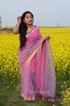 Pink Based Multicolor Mul Cotton Saree