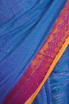 Blue Mul Cotton Saree with Golder Zari Work