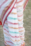 White Based Multicolor Mul Cotton Striped Saree