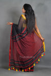 Black Mul Cotton Saree with Thread Border