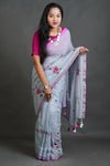 Mul Cotton Saree with Thread Work Embroidery