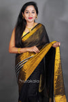 Black & Gold Tissue Silk Saree with Classic Contrast Border