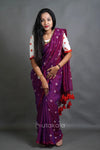 Mul Cotton Saree with All-Over Floral Thread Work