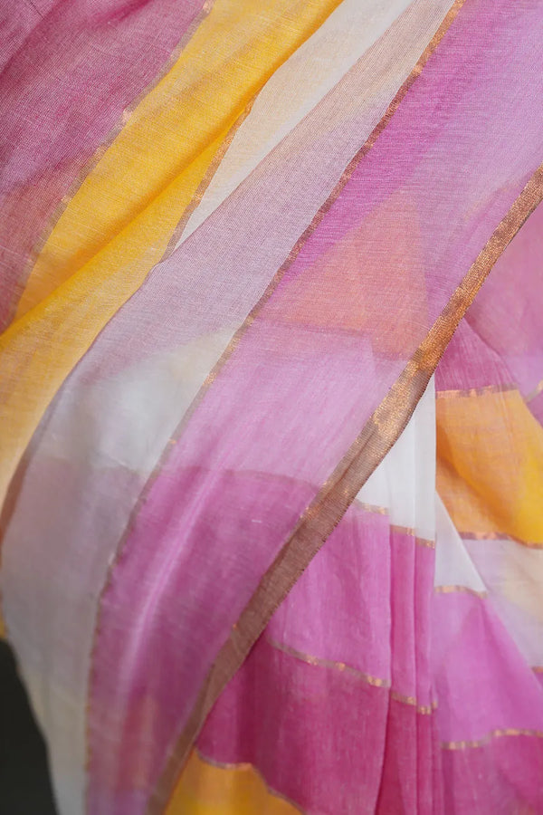 Pastel Multicolor Striped Cotton Saree
