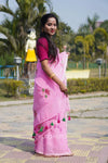 Mul Cotton Saree with Sequence Floral Thread Work Embroidery