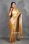 Golden Tissue Silk Saree with Elegant Handwoven Texture & Tassel Pallu