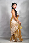Golden Tissue Silk Saree with Elegant Handwoven Texture & Tassel Pallu