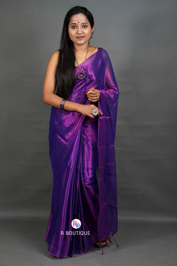 Purple Handloom Tissue Saree