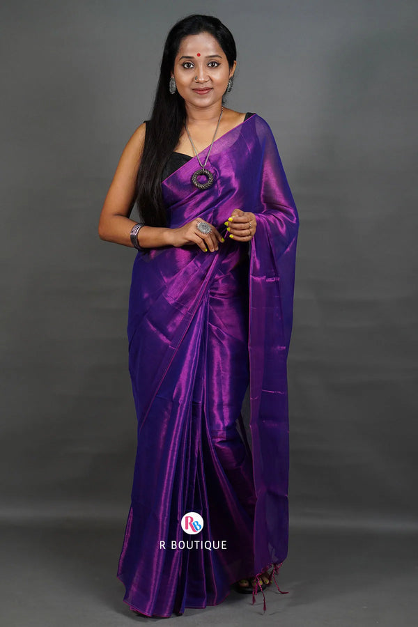 Purple Handloom Tissue Saree