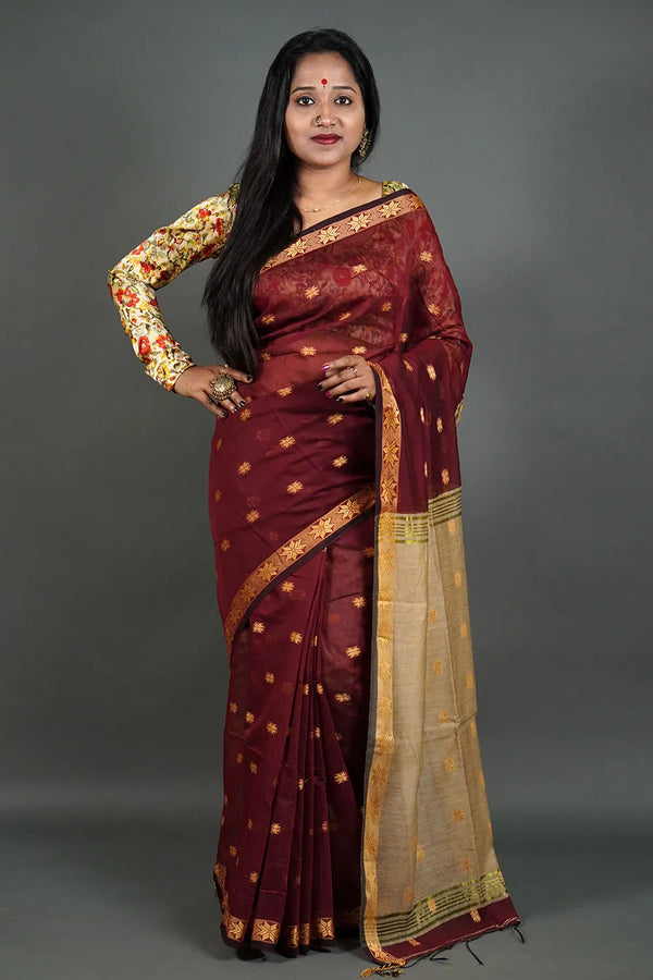 Simran Maroon Saree