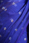 Blue Mul Cotton Saree with All-Over Floral Thread Work