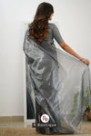 Silver Handloom Tissue Saree