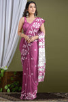 Pink Cotton Printed Saree