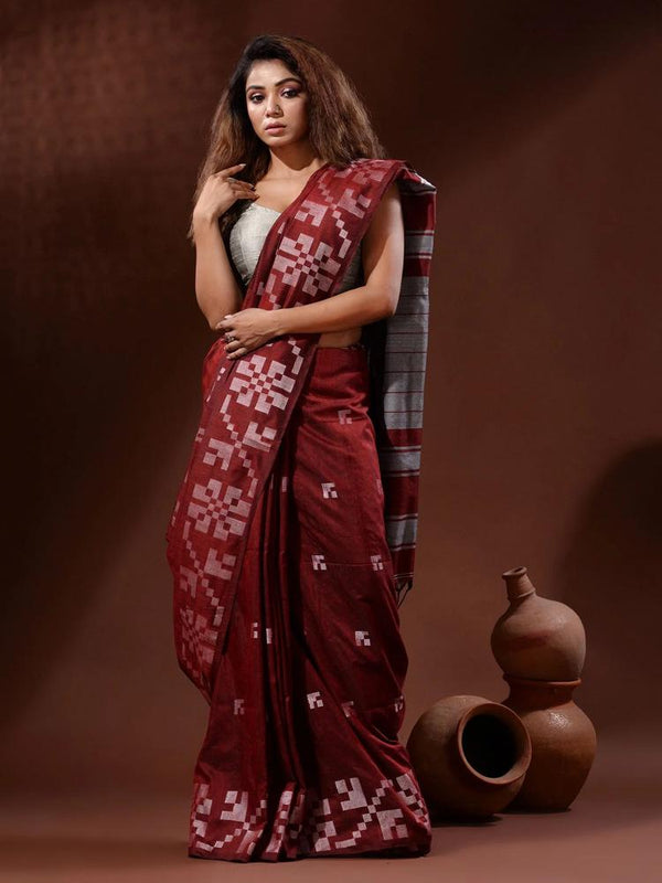 Red Cotton Printed Saree