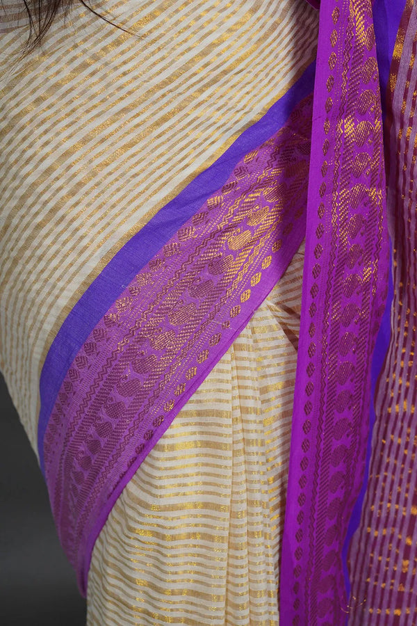 ElegantHandloom Style Saree with Pink Rich Contrast Pallu