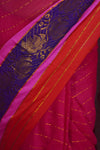 Rani Cotton Saree with Red & Gold Thread Work Border and Tassel Pallu