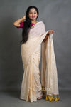 Mul Cotton Saree with Allover Floral Thread Work