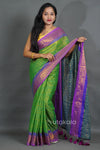 Elegant Green Handloom Style Saree with Rich Contrast Pallu