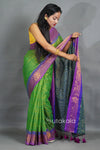 Elegant Green Handloom Style Saree with Rich Contrast Pallu