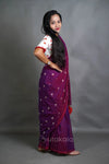 Mul Cotton Saree with All-Over Floral Thread Work