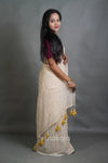 Mul Cotton Saree with Allover Floral Thread Work