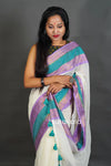 Elegant Off-White Cotton Silk Saree with Border and Tassels