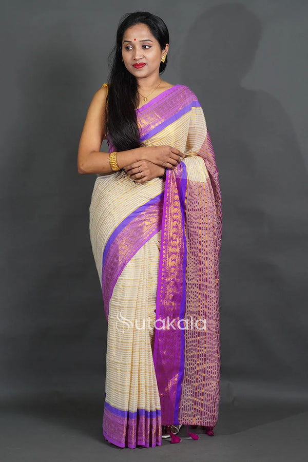ElegantHandloom Style Saree with Pink Rich Contrast Pallu