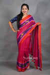 Rani Cotton Saree with Red & Gold Thread Work Border and Tassel Pallu