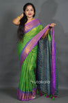 Elegant Green Handloom Style Saree with Rich Contrast Pallu