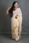Mul Cotton Saree with Allover Floral Thread Work