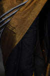 Black & Gold Tissue Silk Saree with Classic Contrast Border