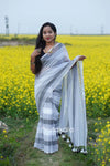 White Based Multicolor Mul Cotton Saree