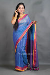 Blue Mul Cotton Saree with Golder Zari Work