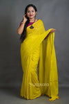 Bright Yellow MalCotton Saree with Subtle Stripe Detailing