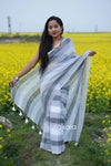 White Based Multicolor Mul Cotton Saree