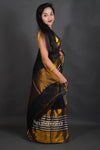 Black & Gold Tissue Silk Saree with Classic Contrast Border