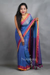 Blue Mul Cotton Saree with Golder Zari Work