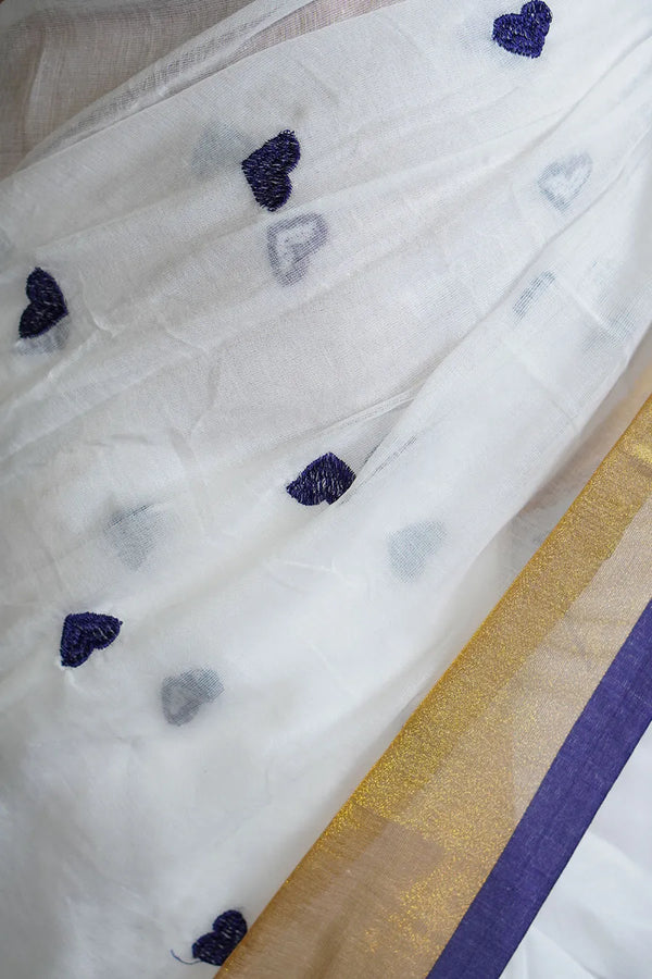Mul Cotton Saree with Handwoven Motifs